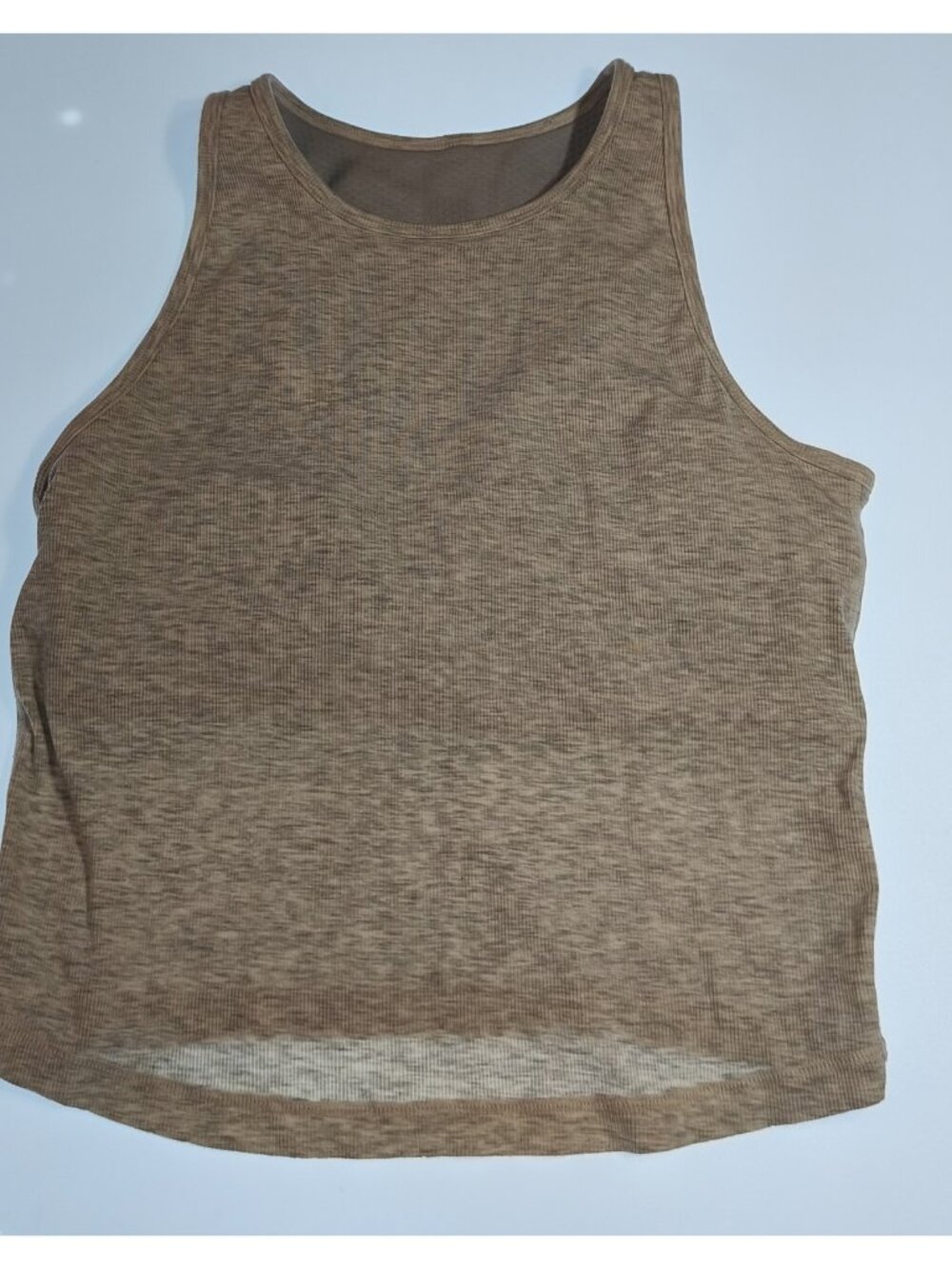 Vuori Pose Plyo Tank Top Women M Chia Brown Ribbed Built-In Bra Crop VW1009
